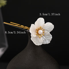 Camellia Hair Clip Faux Pearl Flower Vintage Accessory