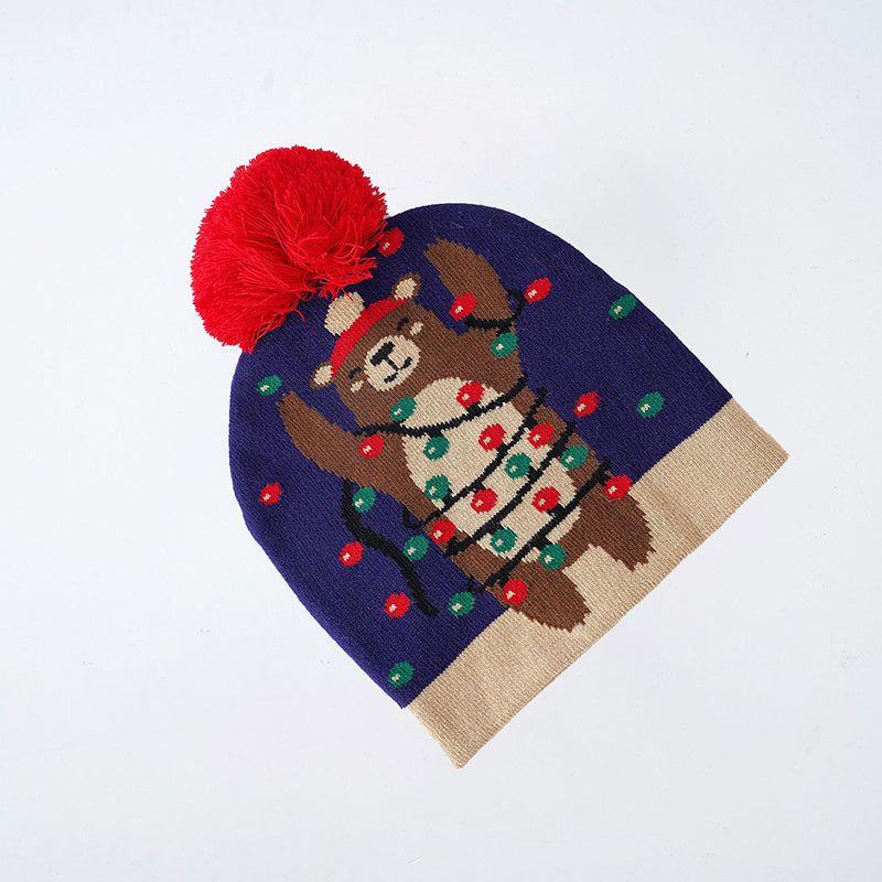 Bear Lantern Fur Ball Knitted Hat for Valentines