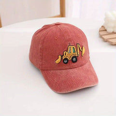 Kids Excavator Embroidered Baseball Cap Sun Protection Hat
