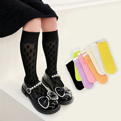 Girls Cotton Blend Dot Pattern Knee High Stockings