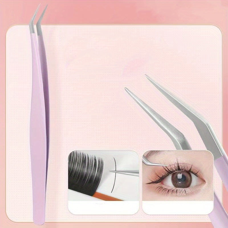 Stainless Steel Eyelash Extension Tweezers High Precision False Eyelash Tweezers