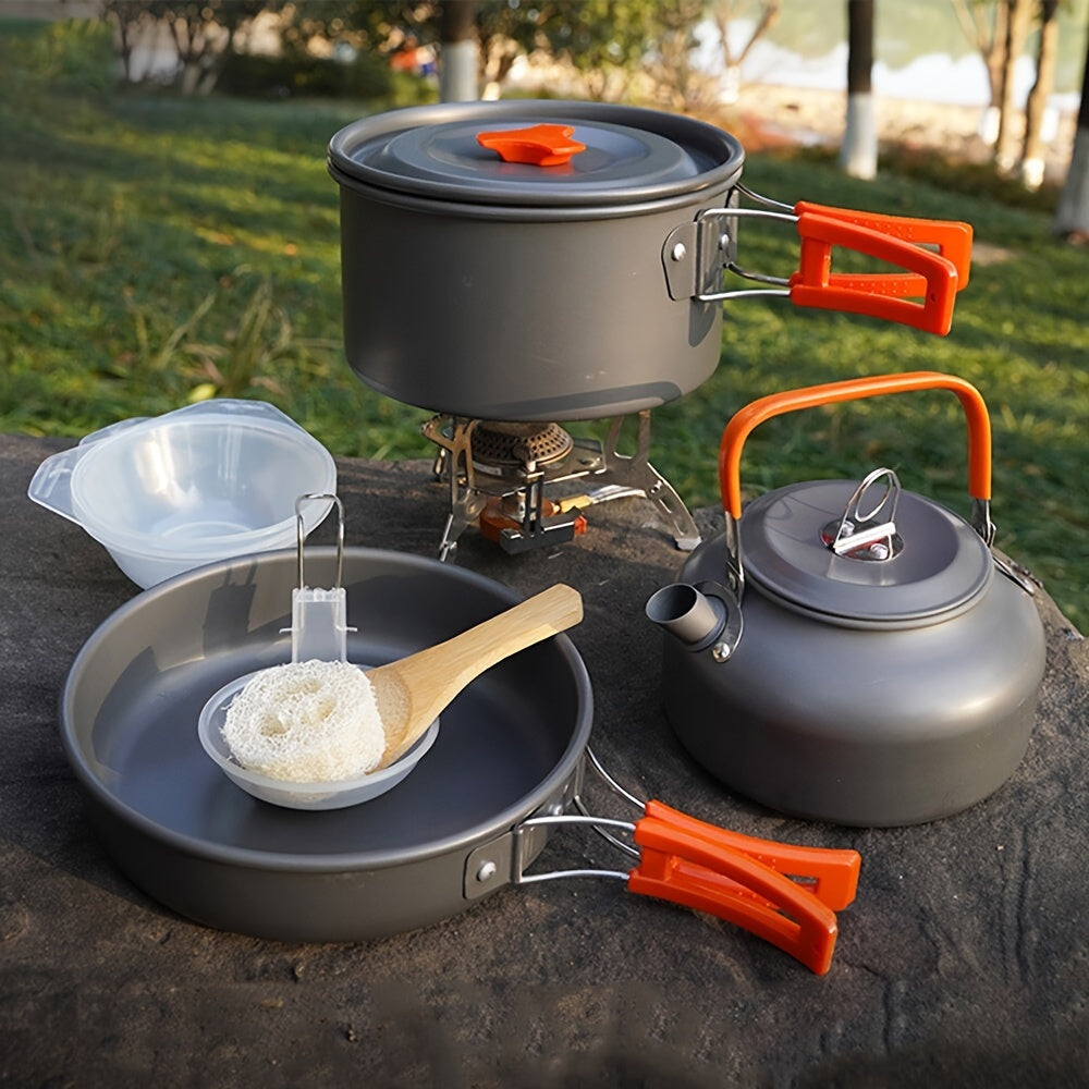 Portable Camping Cookware Set Aluminum Tableware Kit for Hiking BBQ Picnic
