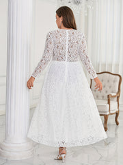 Lace Round Neck Maxi Bridesmaid Dress