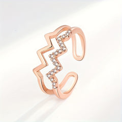 Daughter Double Layer Wavy CZ Open Ring
