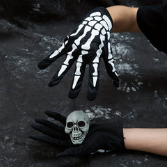 Skull Finger Print Gloves Goth Halloween Decorative Gloves Y2K Unisex Driving
