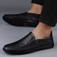 CLOHOO Customizable Leather Loafer Shoes Casual Slip On Rubber Sole