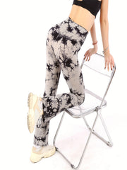 Tie Dye Flared Yoga Pants Cross Waist Activewear
