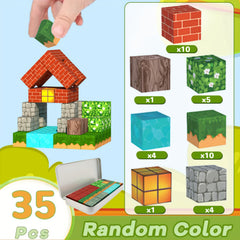 35pcs Magnetic Building Blocks Toy in Iron Box Portable 3D Construction Set