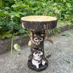 Raccoon Resin Bird Feeder Garden Ornament Decoration