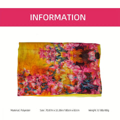 Vintage Yellow Flower Print Scarf Gradient Warm Shawl Women Windproof