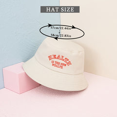 Cotton Embroidery Bucket Hat for Summer Sun Protection