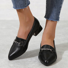 Chain Decor Chunky Heeled Pumps for Women