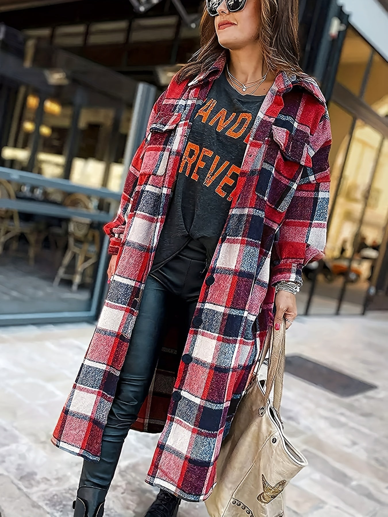 Plaid Shirt Jacket Button Up Casual Shacket for Spring & Fall