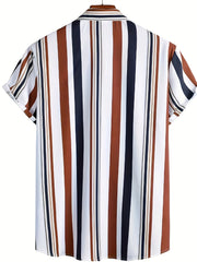Vertical Stripe Pattern Men s Casual Short Sleeve Shirt For Summer