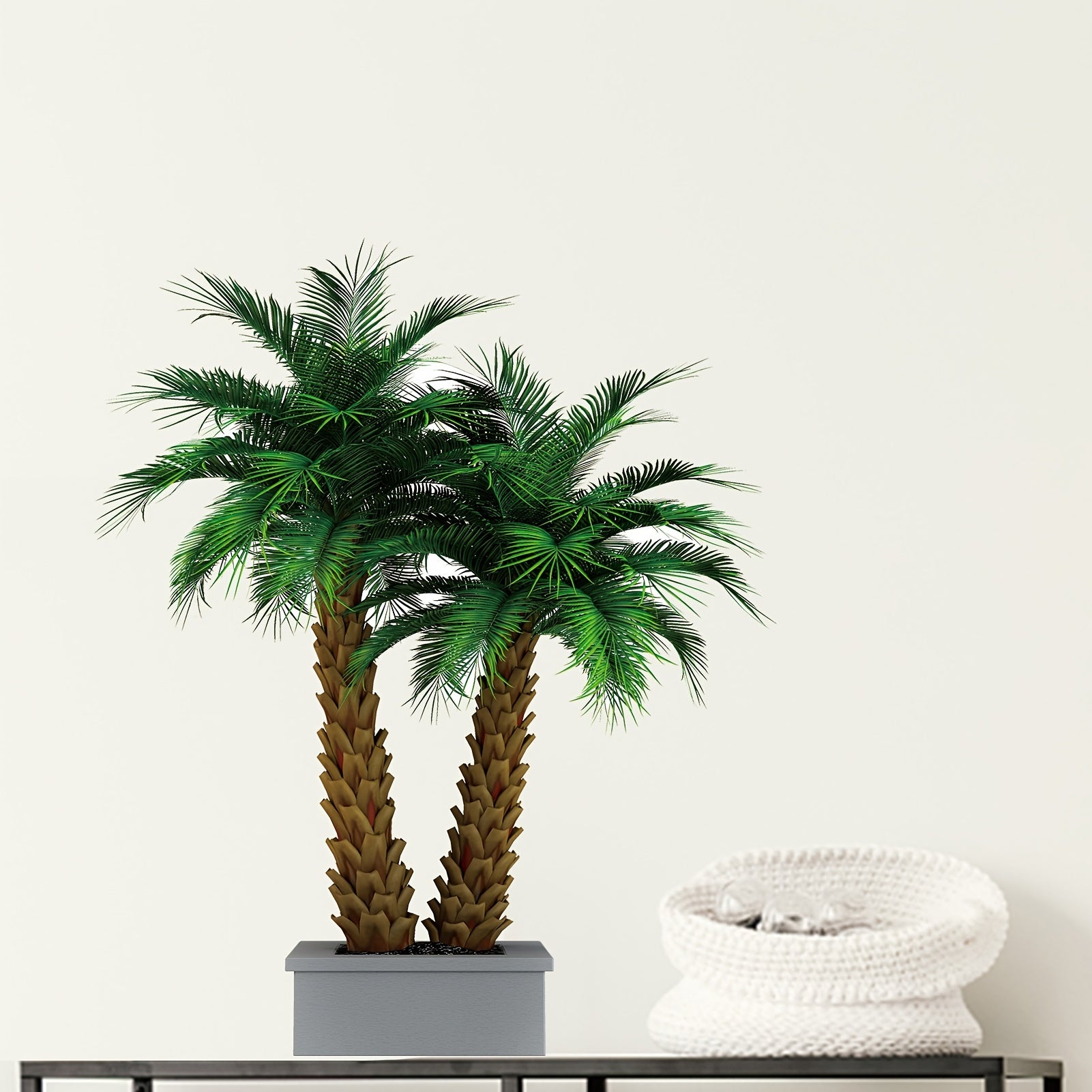 Green Pot Plants Leaves Wall Decal Tropical Potted Plants Wall Sticker