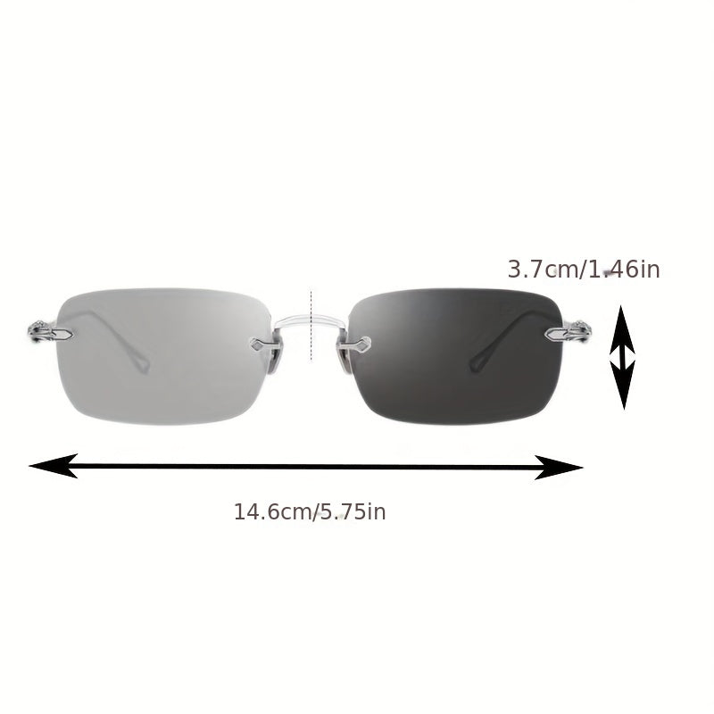 Men's Lightweight Frameless Changing Glasses with Anti Light Lens & Case