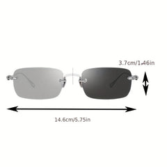 Men's Lightweight Frameless Changing Glasses with Anti Light Lens & Case