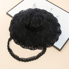 Wide Brim Lace Sun Hat Hollow Out Breathable UV Protection Hat