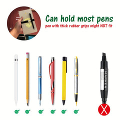 PC Elastic Band Pen Holder With Metal Buckle For Notebook Grey