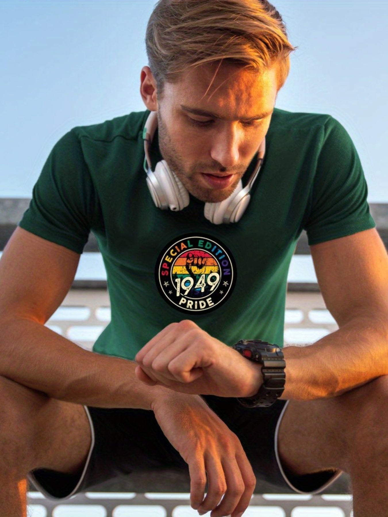 Men's 1949 Pride Print T shirt Active Slightly Stretch Breathable Tee