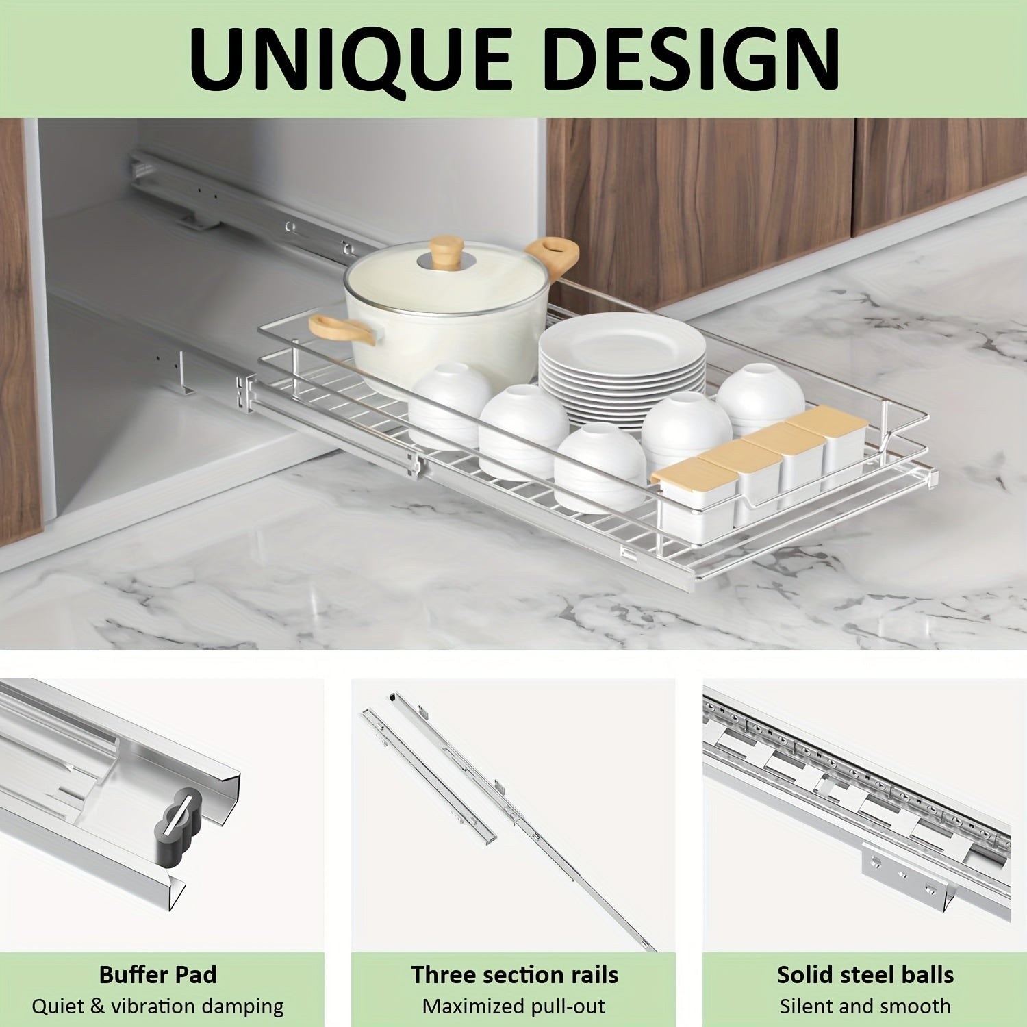 Heavy Duty Cabinet Pull Out Shelves - Slide Out Cabinet Organizer