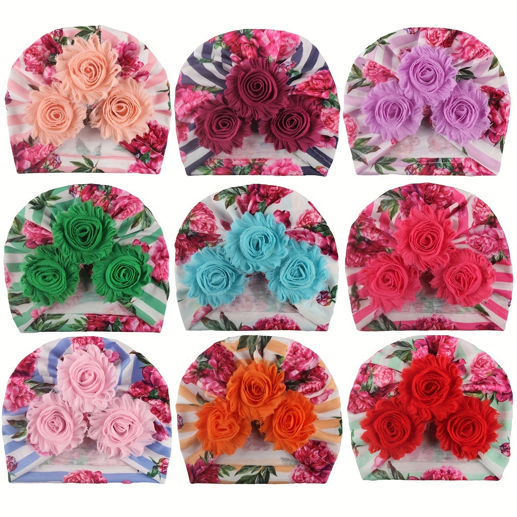 Infant Sunhat Accessories Hat for Baby Boy Floral Toddler Stripe Print Headband
