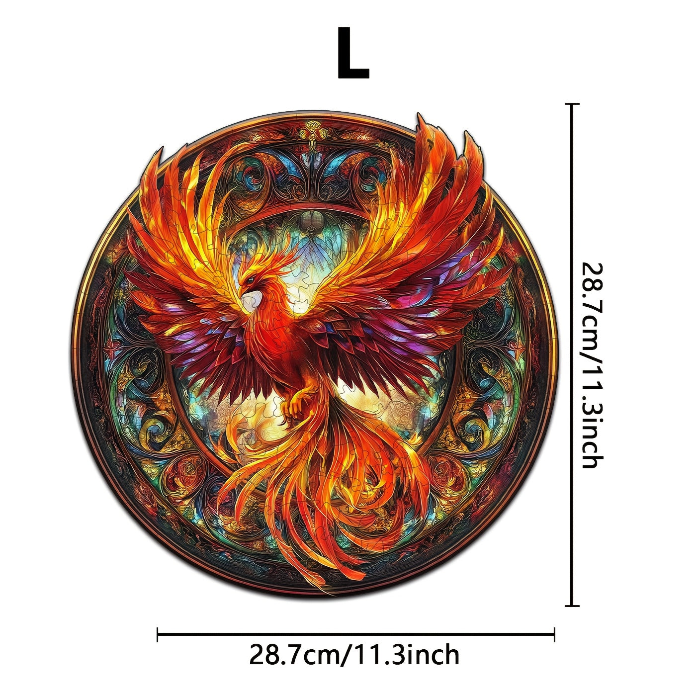 Mandala Style Wooden Puzzle Phoenix Animal Shapes Brain Teaser Decorative Box
