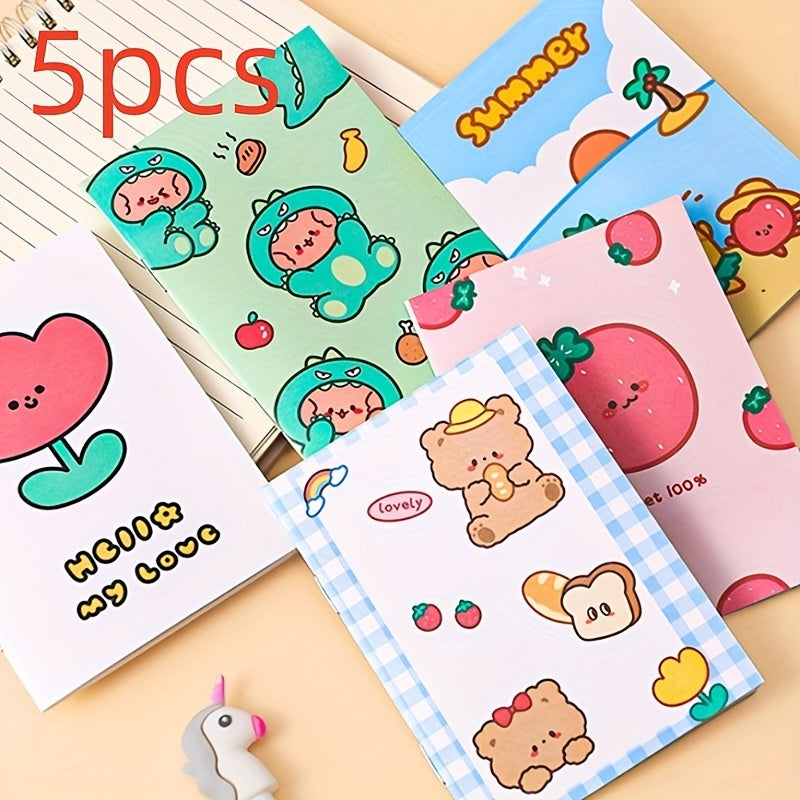 5 Pcs Cartoon Plan Notebook For Elementary School, Small Gift, Birthday Gift