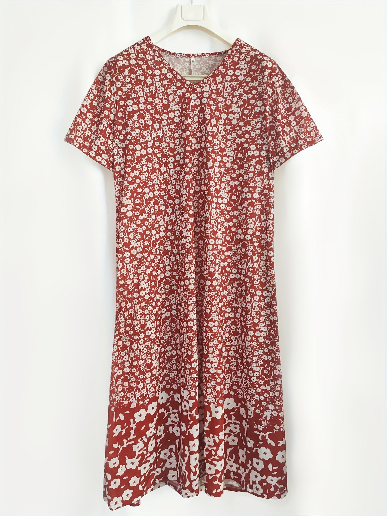 Tribal Print V-Neck Split Maxi Dress