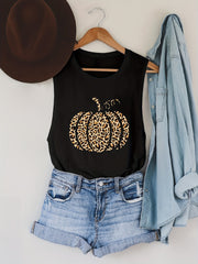 Leopard Pumpkin Print Tank Top Summer Sleeveless Top Women's Clothing