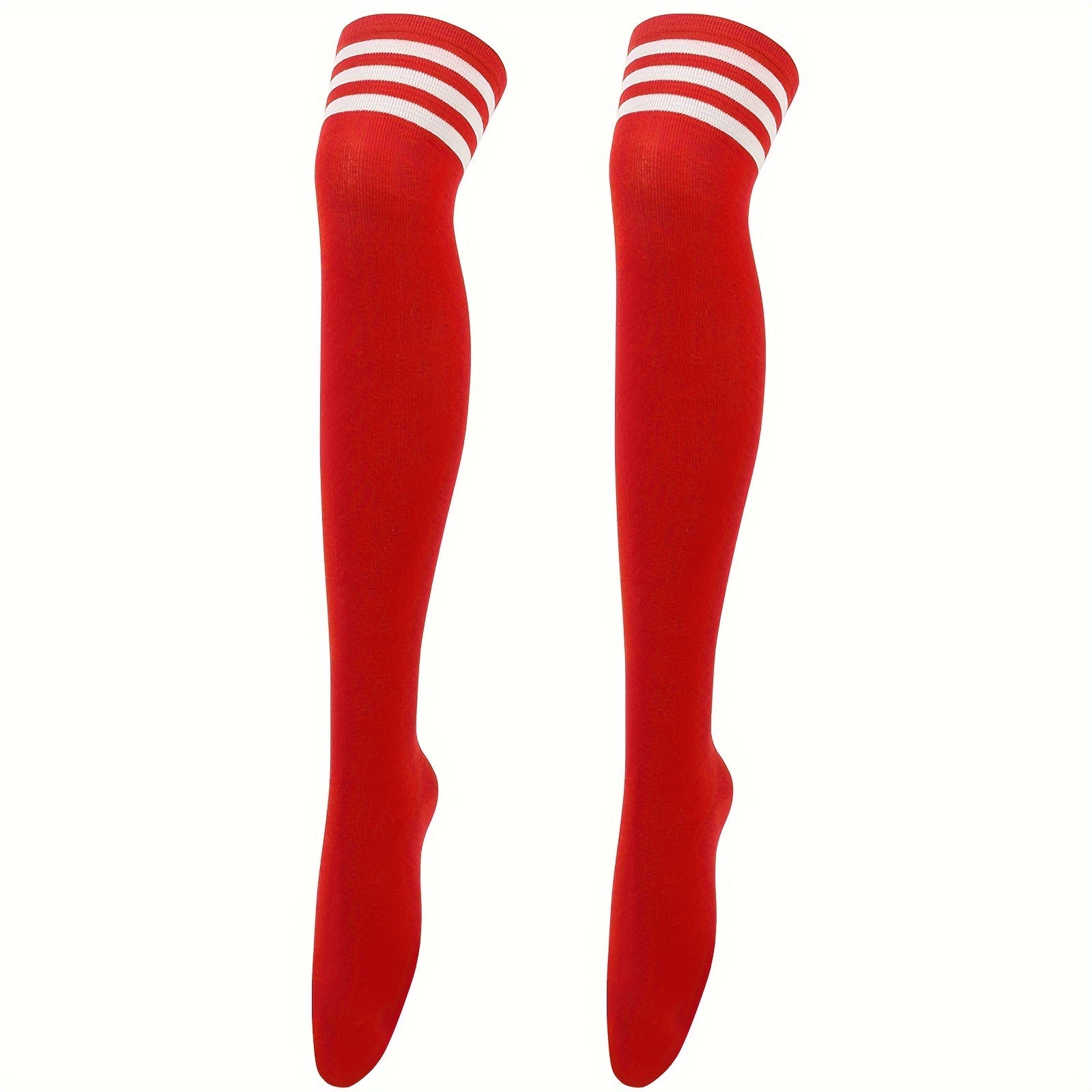 Striped Thigh High Socks Sports Over The Knee Socks Women's Stockings