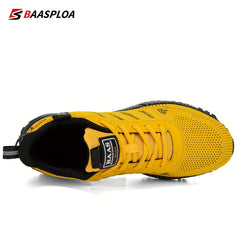 BAASLPOA Men's Knit Breathable Running Shoes for Outdoor Jogging