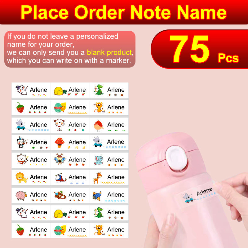 180pcs Transparent Name Sticker Cartoon Waterproof Labels