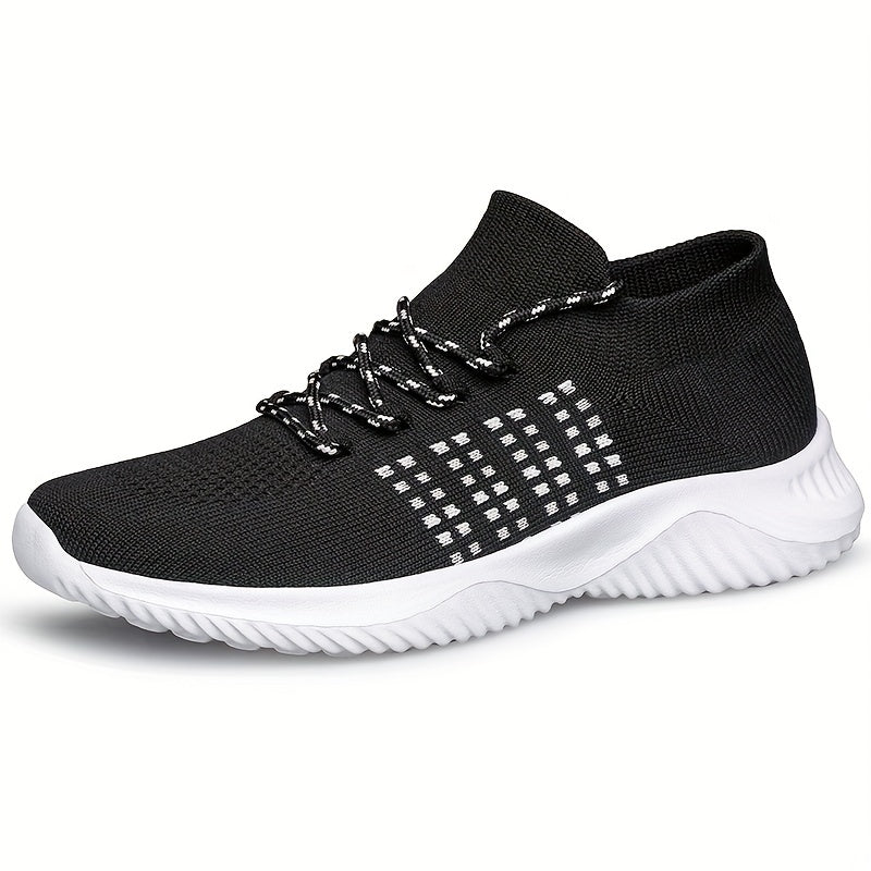 Women's Low Top Knitted Sports Shoes Lace Up Outdoor Running Sneakers