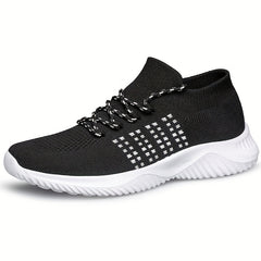 Women's Low Top Knitted Sports Shoes Lace Up Outdoor Running Sneakers