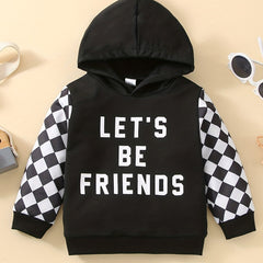Baby Hooded Plaid Long Sleeve Ribbed Sweatshirt
