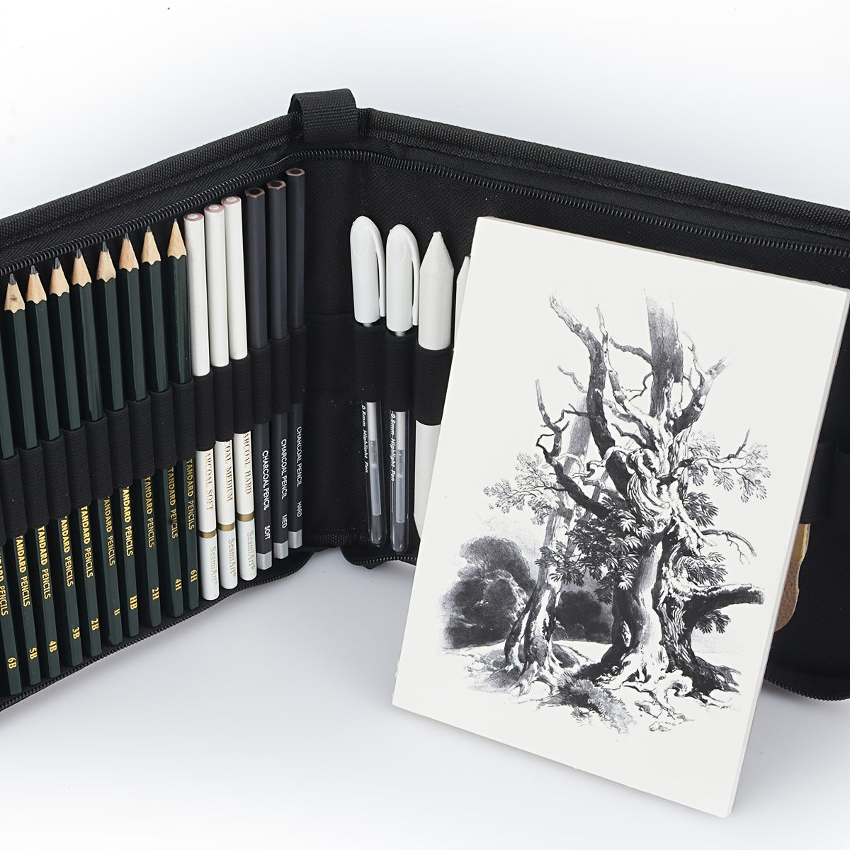 Seamiart 36pc Charcoal Pencils Sketch Set 6H-12B Sketch Book Art Supplies