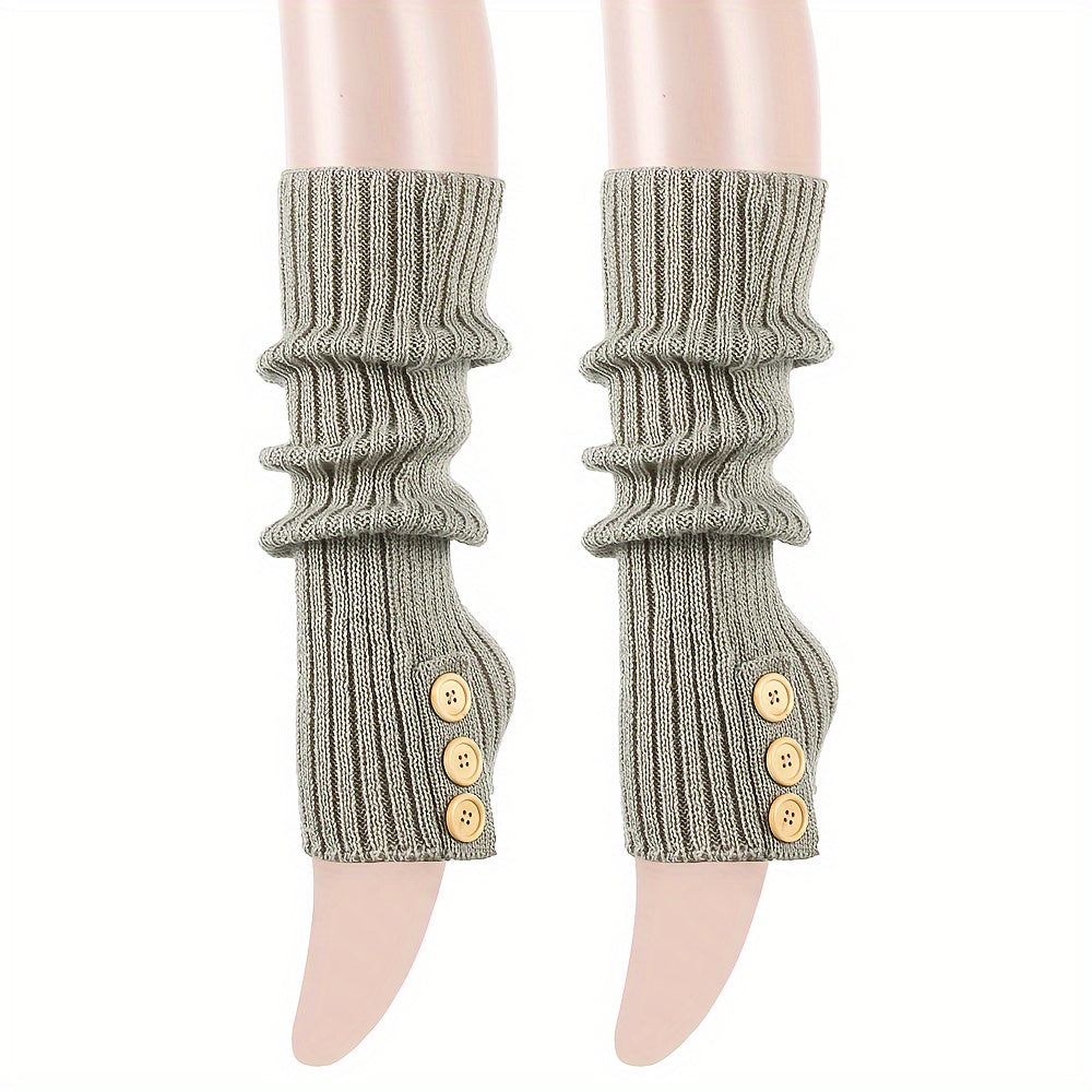 Warm Woolen Button Socks for Winter Long Boots Stacked Socks