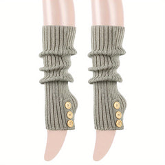 Warm Woolen Button Socks for Winter Long Boots Stacked Socks