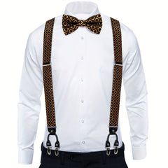 Men's Pants Suspender Set With Bow Tie Cufflinks Handkerchief