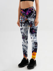 Cat Cartoon Flower Yoga Leggings High Stretch Gym Tight Pants