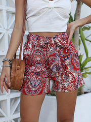 Ethnic Print Shorts Boho Wide Leg Summer Full Printed Shorts Women's Clothing