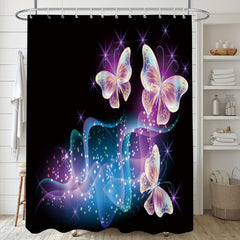 Colorful Butterflies Bathroom Shower Curtain Set