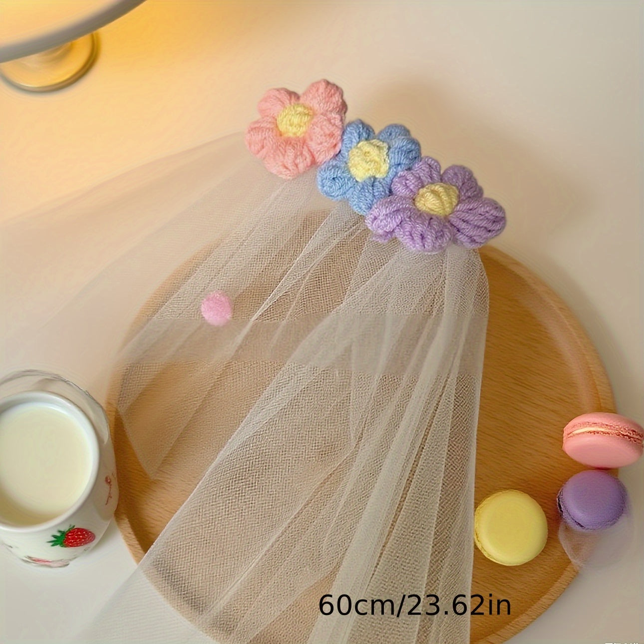 Colorful Pom Pom Ball Birthday Party Veil Headpiece