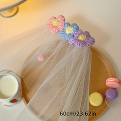 Colorful Pom Pom Ball Birthday Party Veil Headpiece