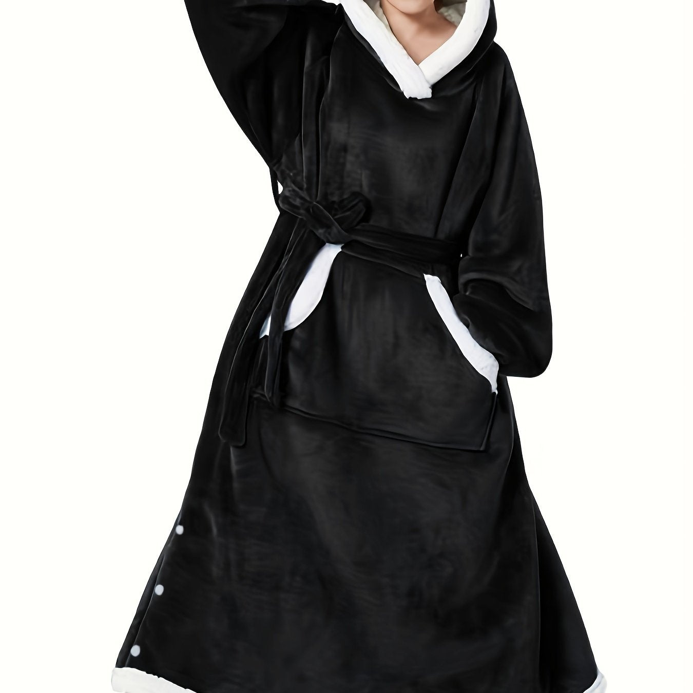 Women's Plus Size Sherpa Fleece Hooded Robe