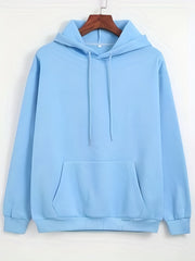 Solid Kangaroo Pocket Hoodie Long Sleeve Drawstring Hoodies