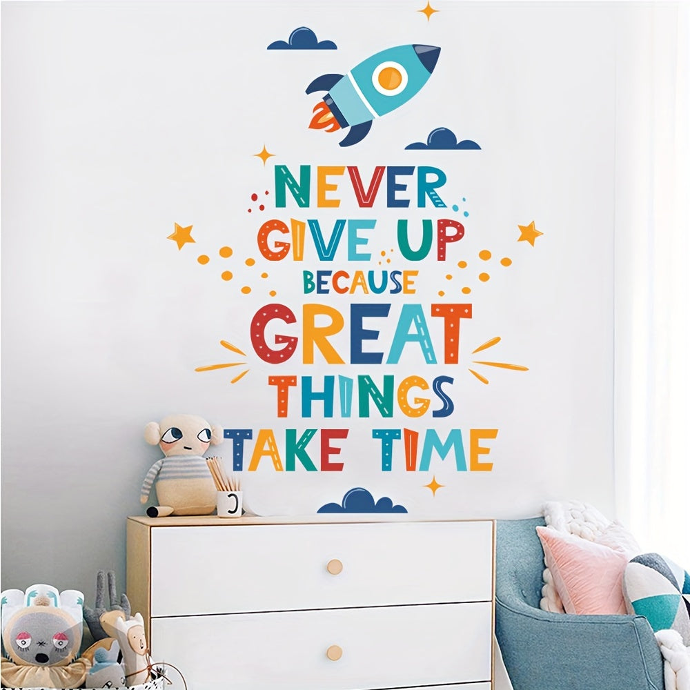 Motivational Wall Decal - Never Give Up, Great Things Take Time