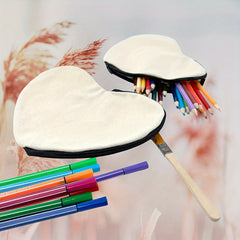 Love Heart Blank Canvas Small Clutch Bag Coin Purse DIY Crafts