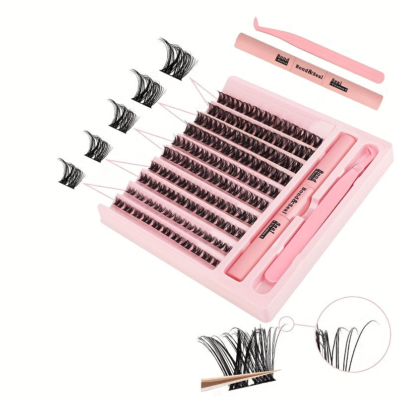 DIY Curly Lash Clusters Eyelash Extension Kit with Strong Hold Lash Glue